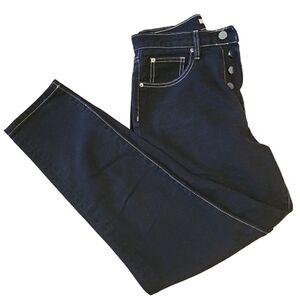 Weworewhat Womens High Rise Straight Leg Stylish Dark Denim Blue Jeans Size 26